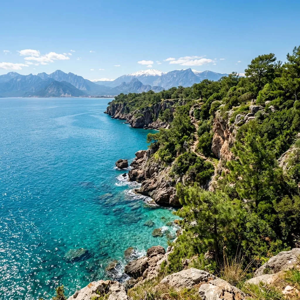 Antalya Mediterranean Riviera coastline from cliffside